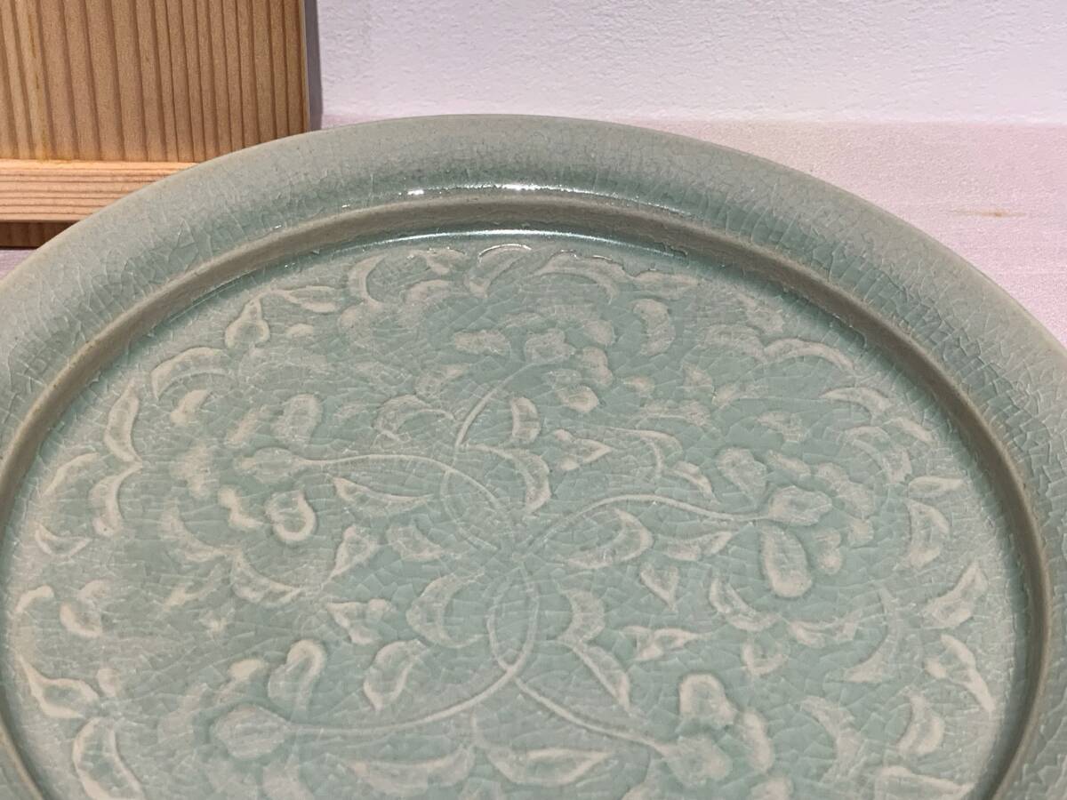 川瀬満之　青磁牡丹文 皿 小皿 5客　U227_6