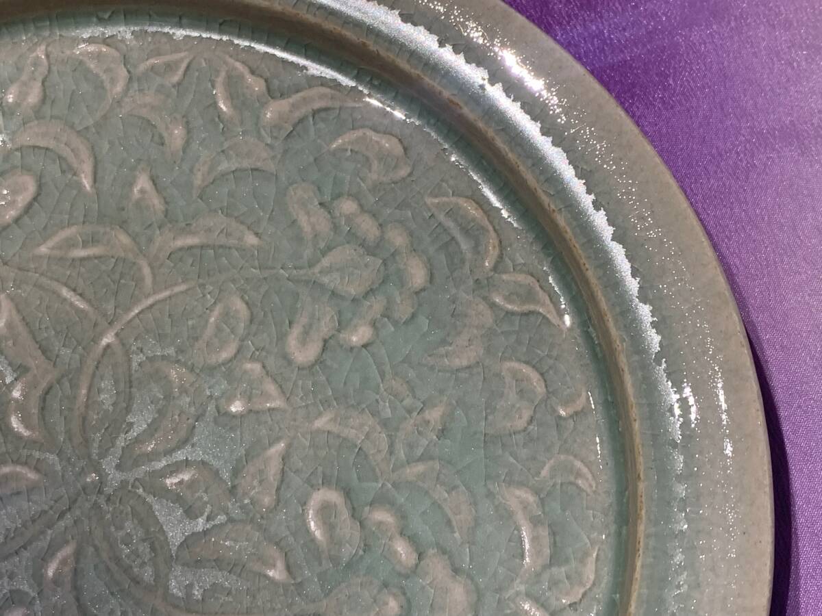 川瀬満之　青磁牡丹文 皿 小皿 5客　U227_7