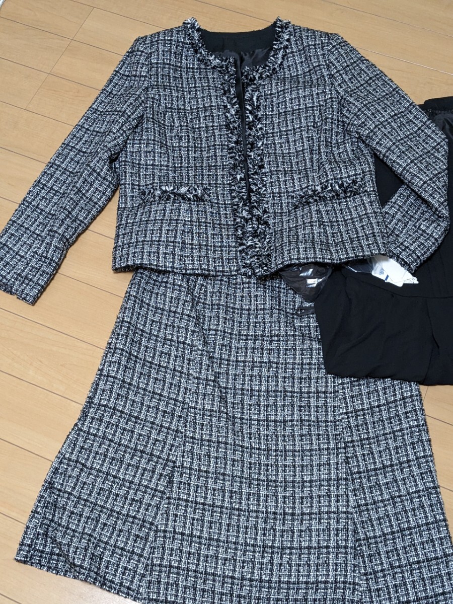 ☆新品☆ 15号 セレモニー スーツ 3点セット 入学式 卒業式 入園式 卒園式 ノーカラージャケット ワンピース セットアップ