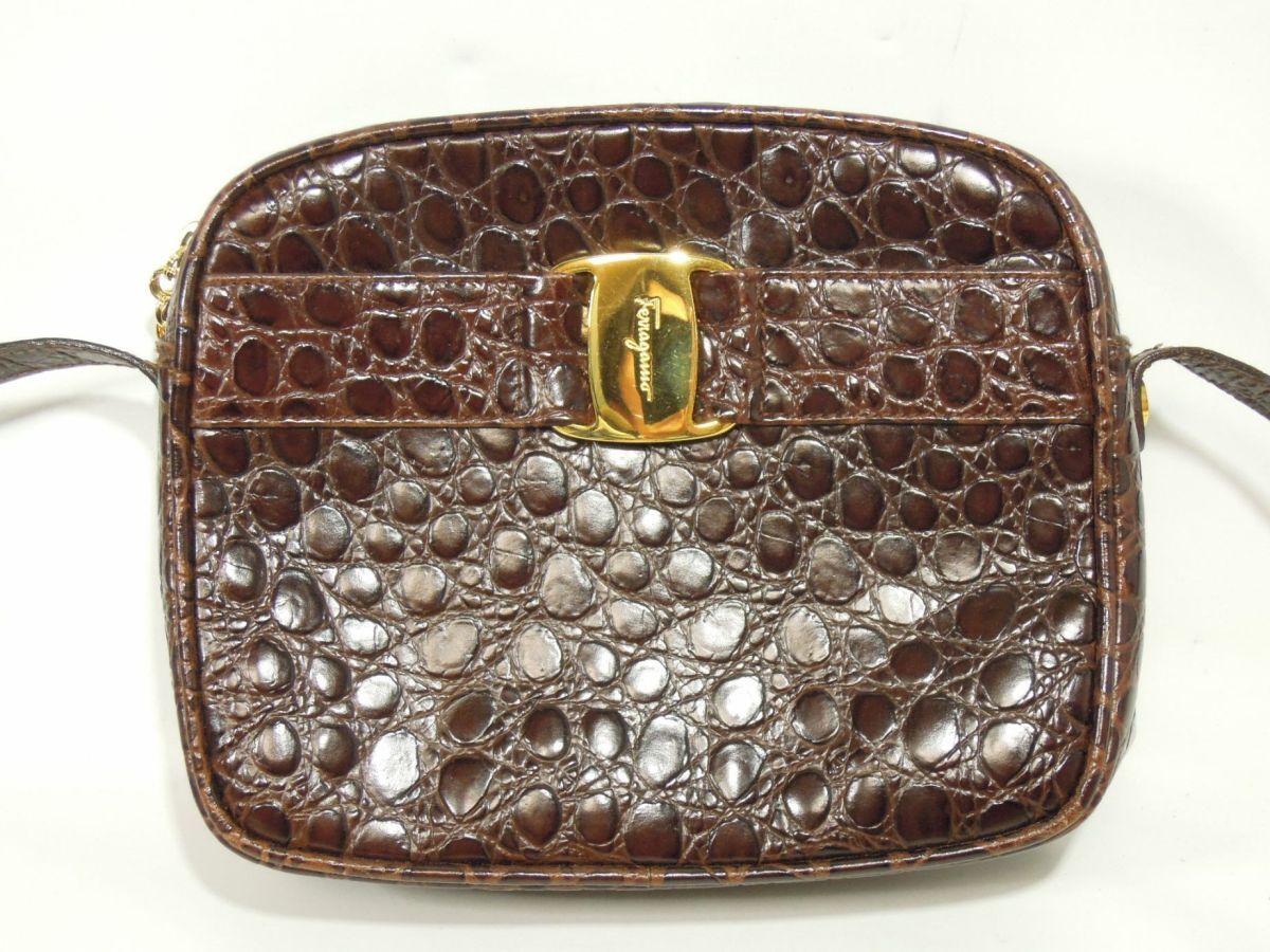 Salvatore Ferragamo サルヴァトーレ・フェラガモ クロコ型押しレザー 
