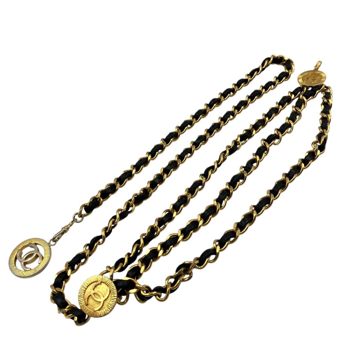 CHANEL シャネル ココマーク レザー 3連ゴールドチェーンベルト