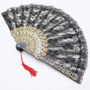 『送料無料』【美品 フラメンコ 小道具】ブラック アバニコ 扇子 センス レース 黒 フリ