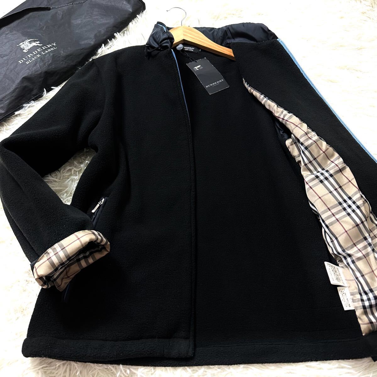【絶版】BURBERRY BLACK LABEL ボア フライトジャケット L 絶版極美品BURBERRY BLACKLABELロングボアフリースジップアップ