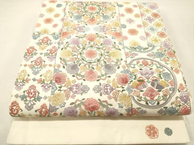 相良刺繍 太鼓柄袋帯 平和屋着物○中国三大刺繍 総刺繍 スワトウ刺繍 