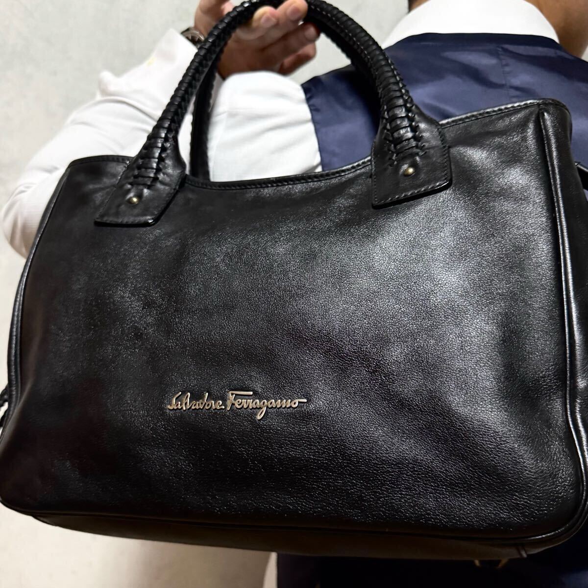 極美品/希少◎ Salvatore Ferragamo フェラガモ イントレチャート 