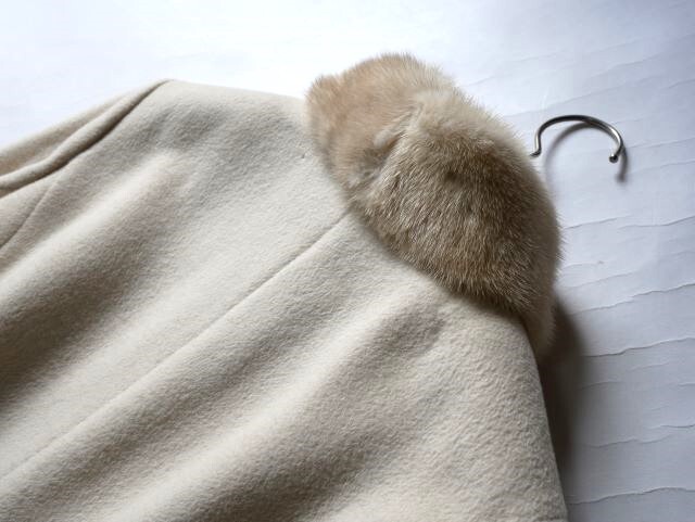 Leilianレリアン♪ミンク襟♪シルク×アンゴラ×ウール素材♪コート