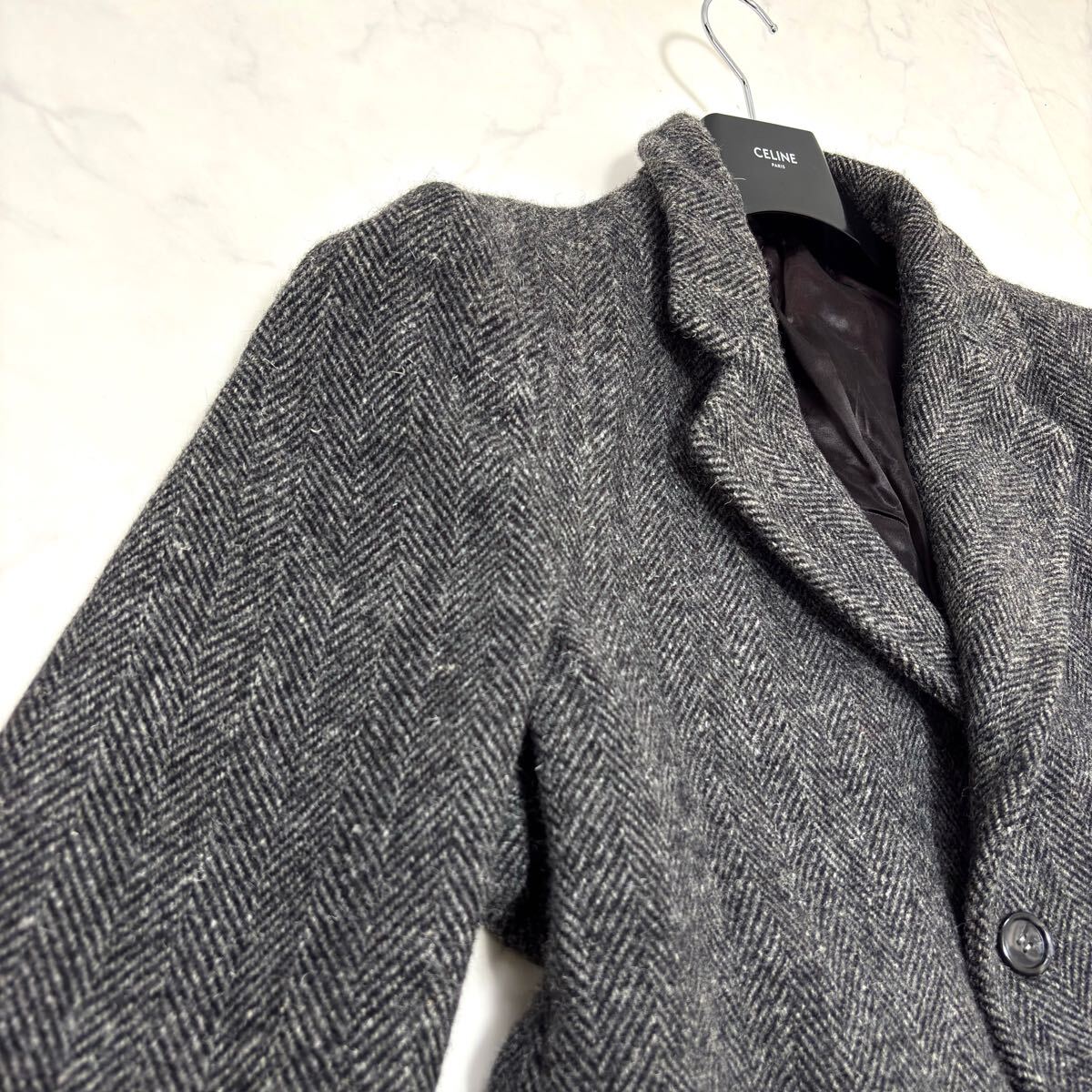 希少XXLサイズ相当○着丈115cm Harris Tweed ツイードコート