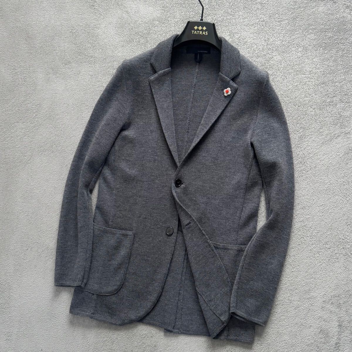 美品 XXL LARDINI テーラードジャケット ブートニエール 大きいサイズ 未使用級 LARDINI テーラードジャケット 最高級 ニットジャケット
