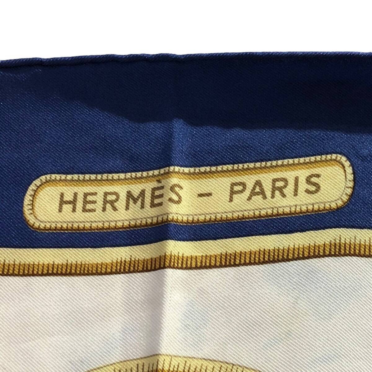 ○HERMES エルメス カレ90 caraibes カリブ ブルー系 シルク100％ 大判