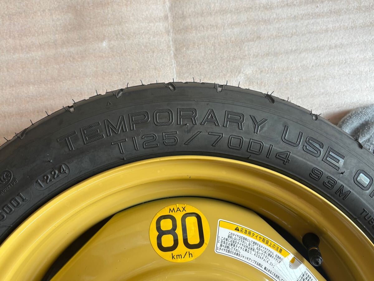 新車外し♪ DA17W エブリィ 純正 スペアタイヤ テンパータイヤ T125/70D14 4穴 PCD100 スズキ純正 応急タイヤ スペアタイヤ 純正 新車外し remove Suzuki ナット2種類付き