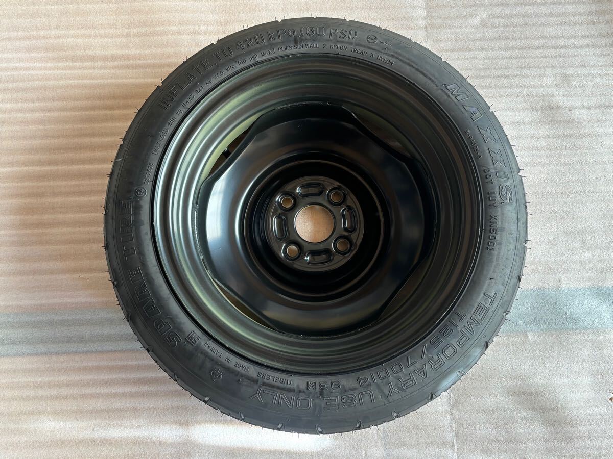 新車外し♪ DA17W エブリィ 純正 スペアタイヤ テンパータイヤ T125/70D14 4穴 PCD100 スズキ純正 応急タイヤ スペアタイヤ 純正 新車外し remove Suzuki ナット2種類付き