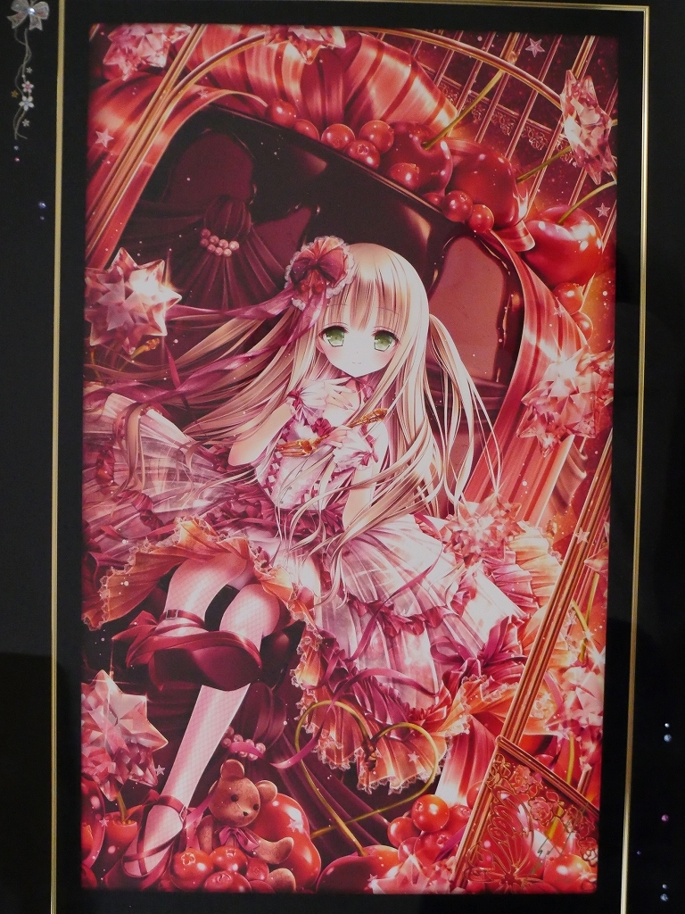 くるみ絵画4点 てぃんくる 版画 「CHOCOLAT CHERRY」3/35 額装特注 はるかぜせつな