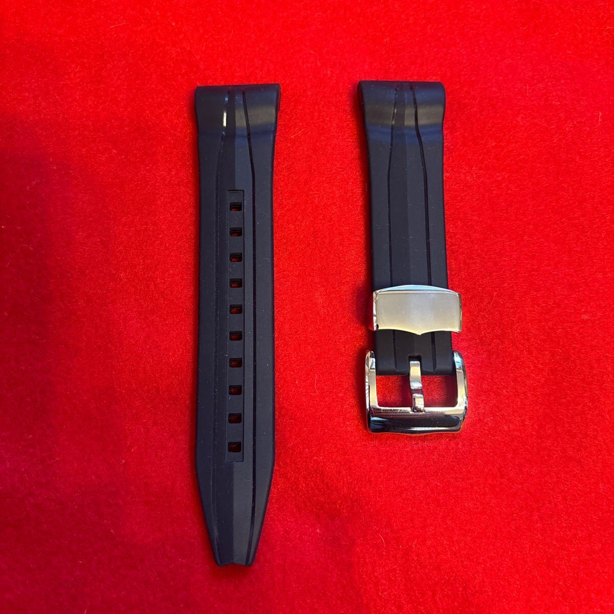 セイコーガランテ純正シリコンラバーベルト、バックル、遊環セット新品 _1