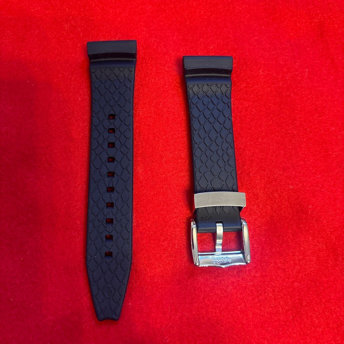 セイコーガランテ純正シリコンラバーベルト、バックル、遊環セット新品 _2