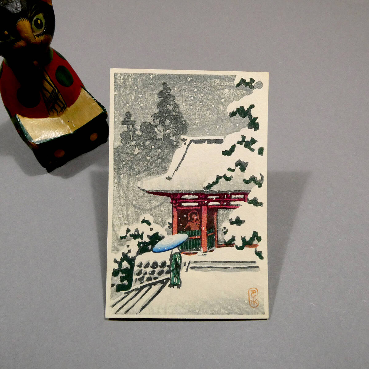 川瀬巴水◇新版画 木版画作品◇雪の仁王門 Ni-O Gate in Snow◇風景