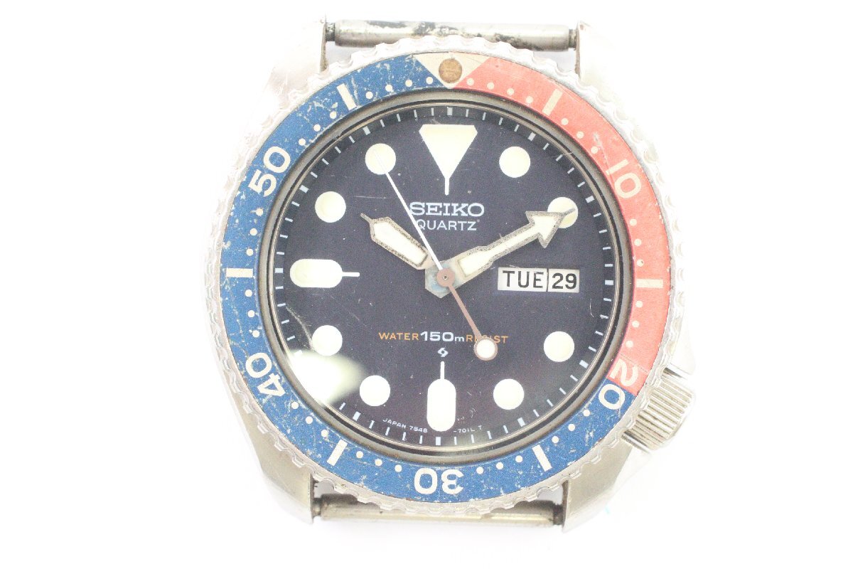 SEIKO セイコー ダイバーズ 200m 7548-700B ペプシベゼル クォーツ デイデイト メンズ 腕時計 フェイスのみ ジャンク 4249-HA_1