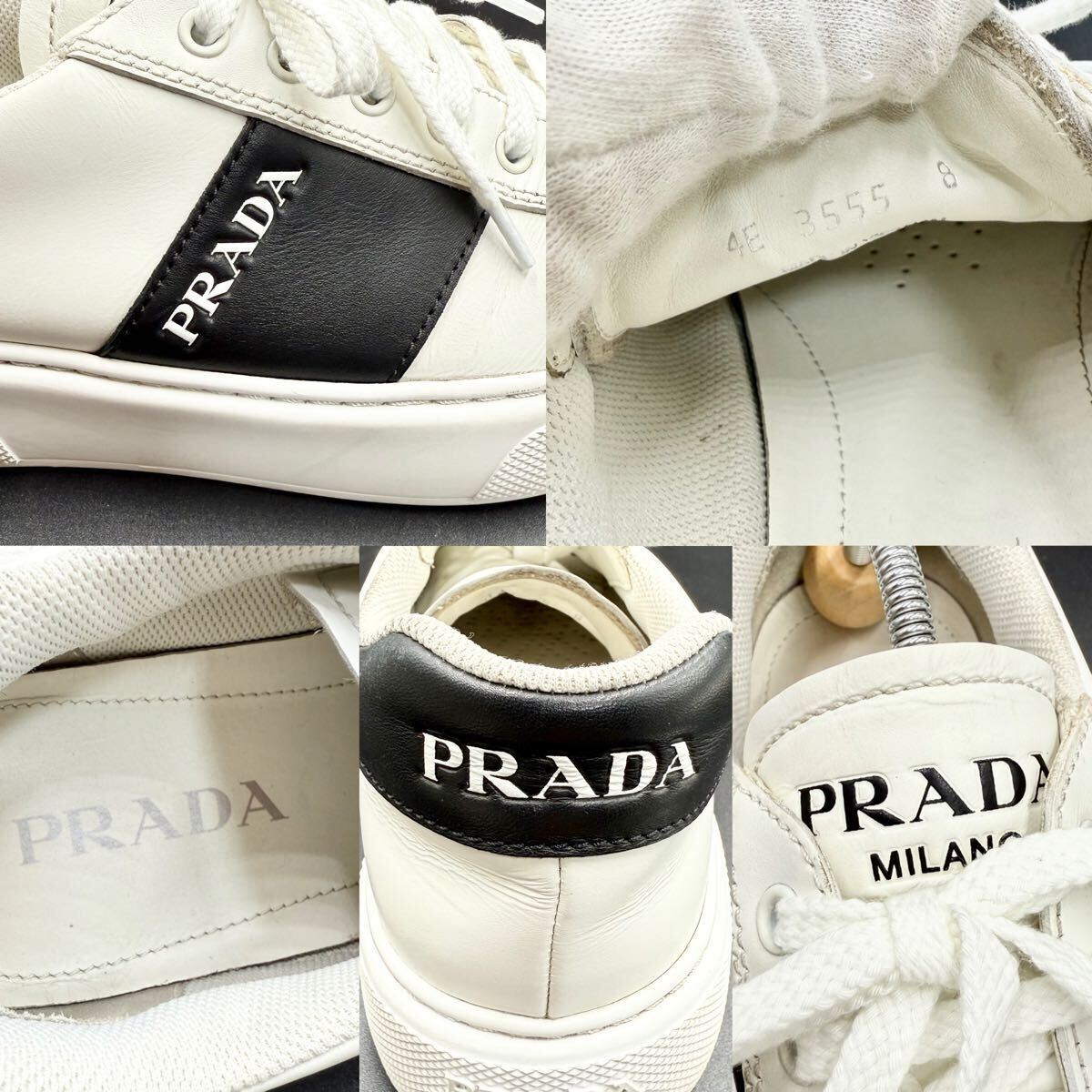 美品✨️ プラダ サイドロゴ レディース スニーカー 1円 【美品】 PRADA プラダ 【圧倒的高級感】 メンズ サイドライン