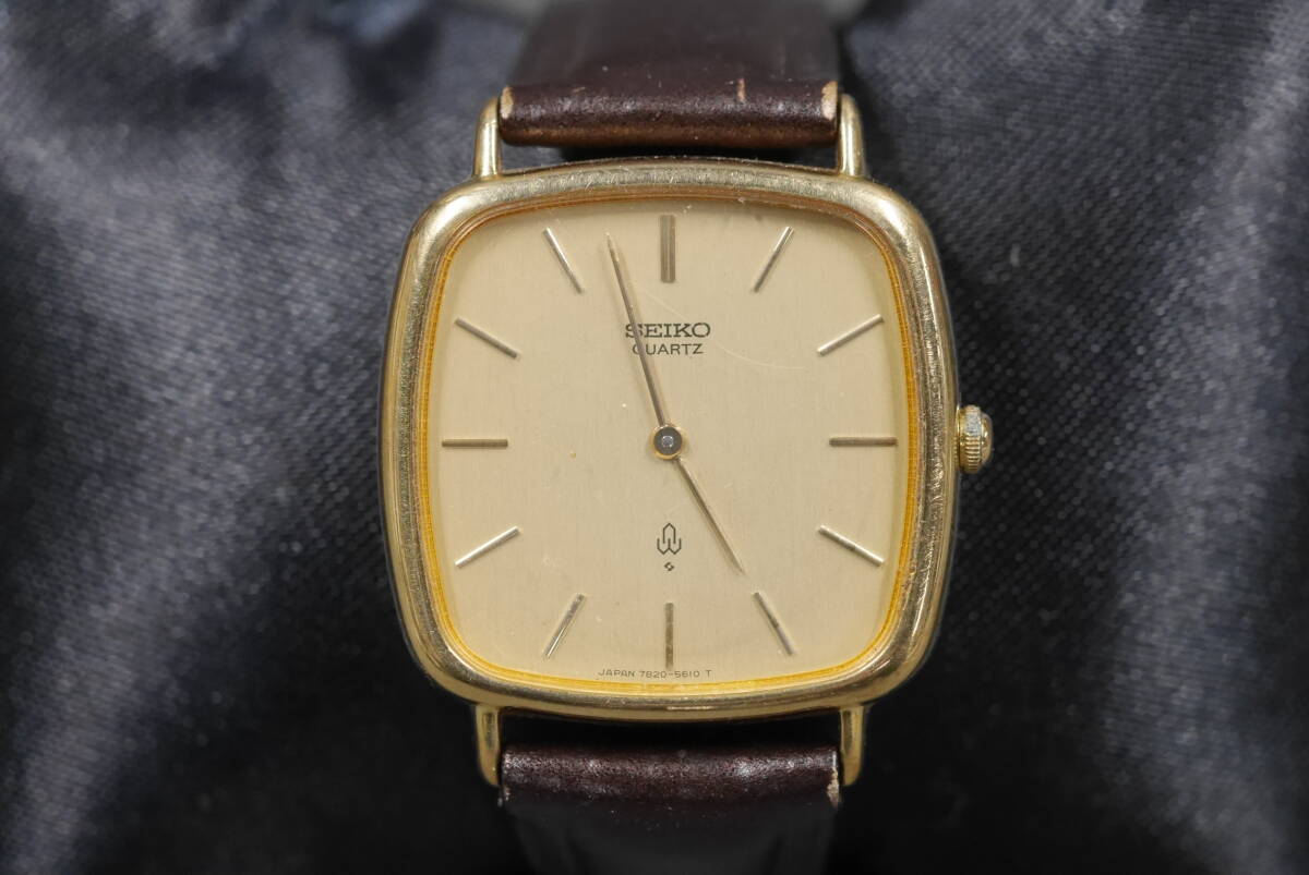Seiko Quartz Gold Vintage Men Watch Japan 14k Case 0 1 Chariot 