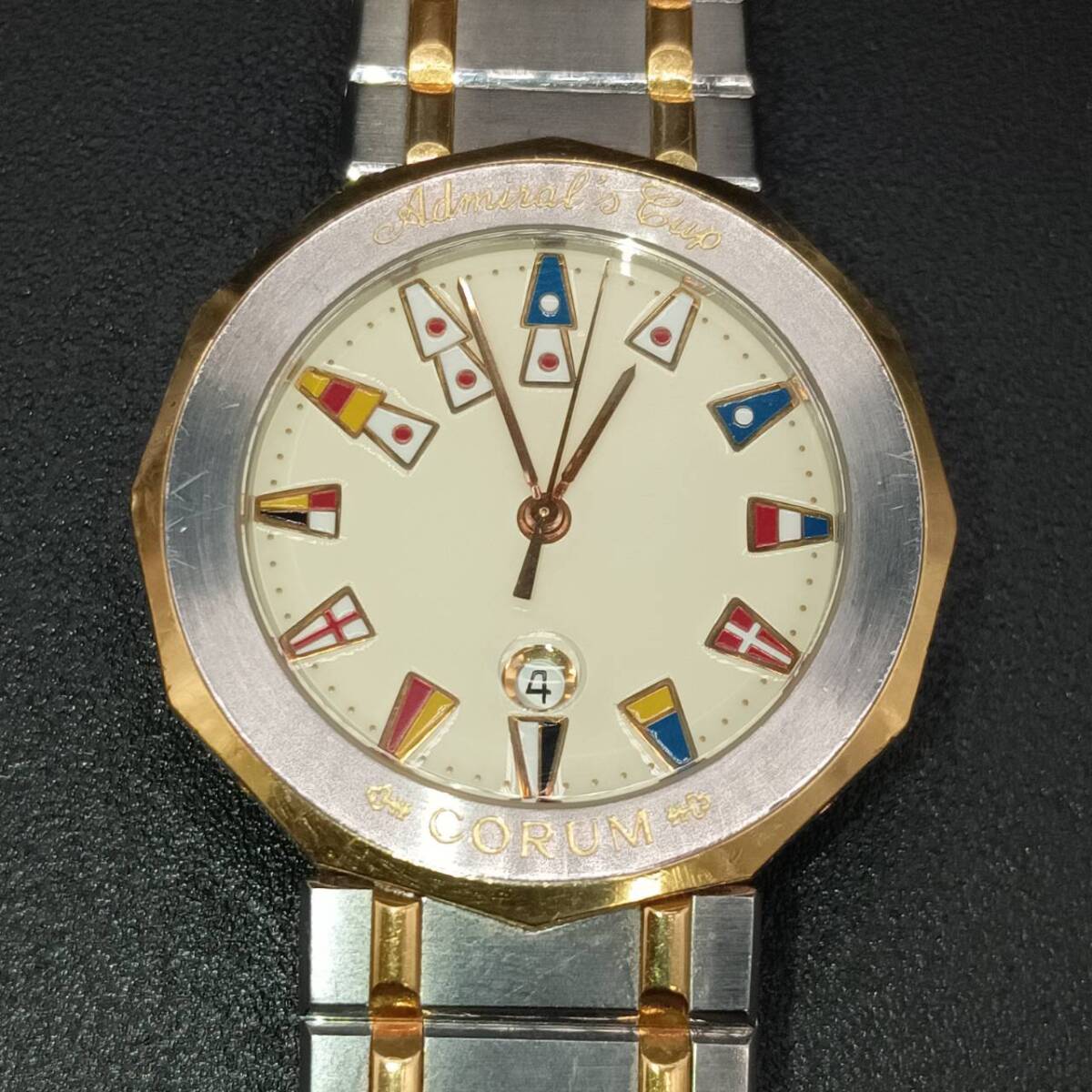 CORUM コルム アドミラルズカップ 99.810.21 V552 YG/SS コンビ クォーツ デイト メンズ腕時計 Admiral's Cup 現状渡し