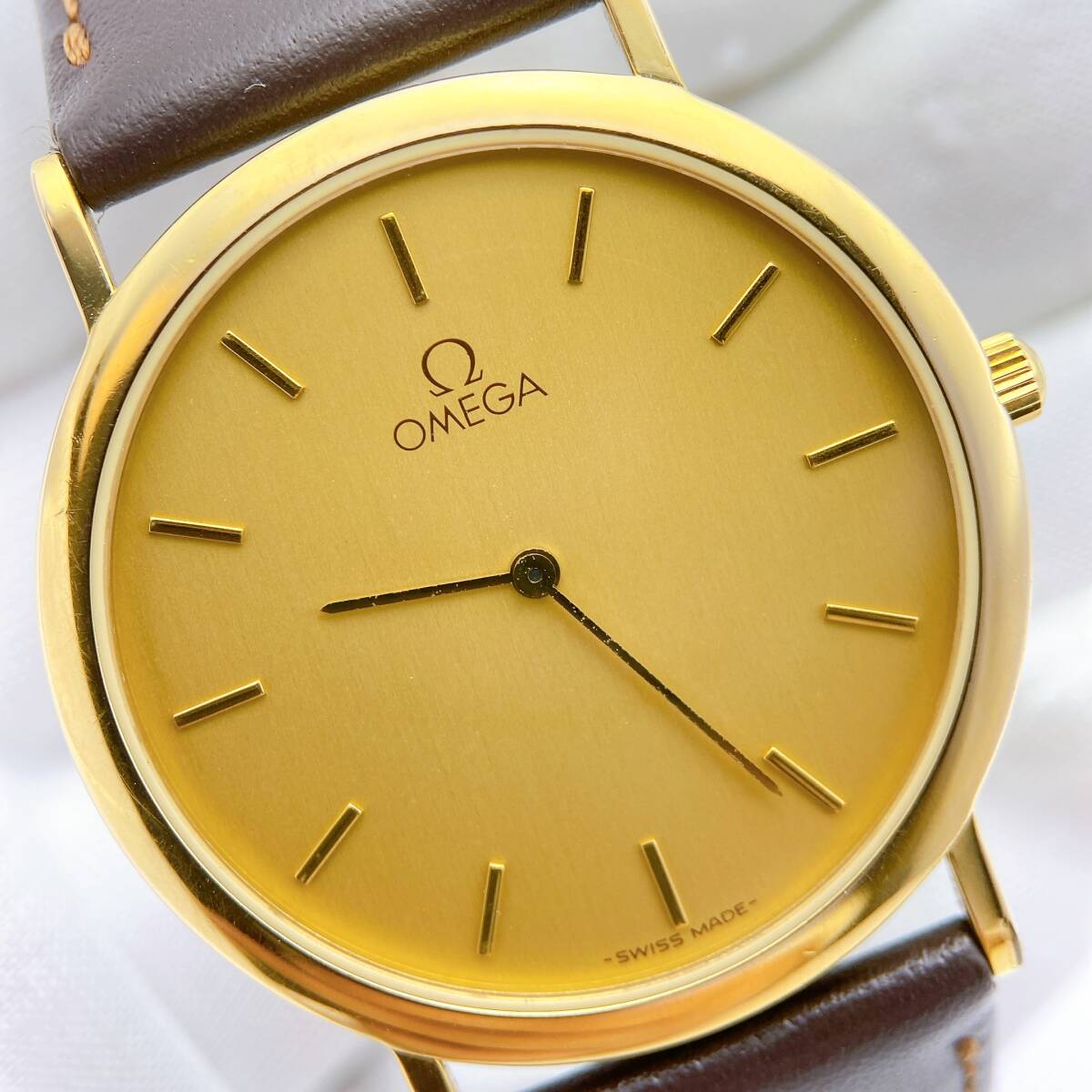稼働】美品 オメガ OMEGA デビル DEVILLE メンズ 腕時計 クオーツ QZ 