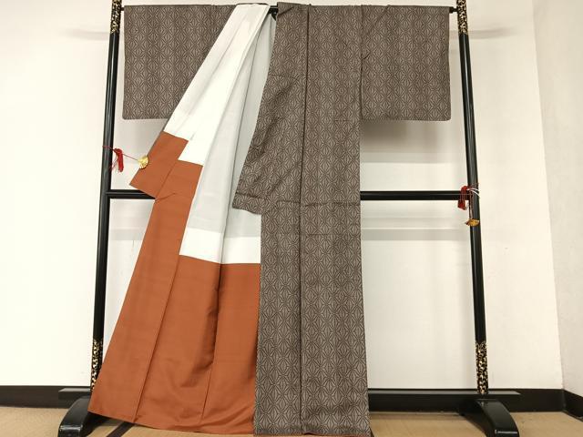 平和屋着物○本場大島紬 9マルキ 立涌麻の葉文様 正絹 逸品 CAAS0162th 9