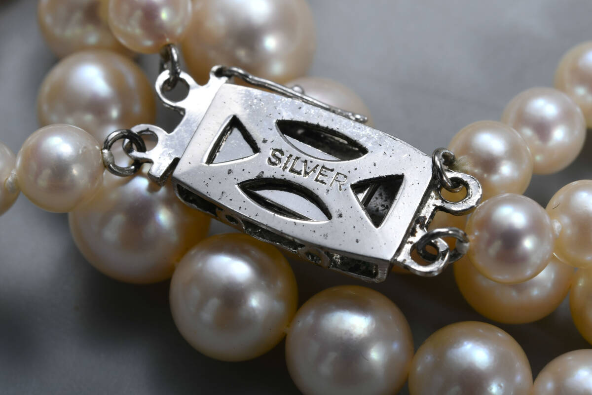 本真珠・アコヤ真珠・2連パールネックレス・シルバー・silver刻印 
