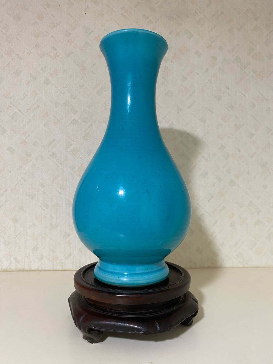 中国美術 旧家蔵出 花器 唐物 花瓶 置物 花入 花瓶 唐物 孔雀釉 清朝