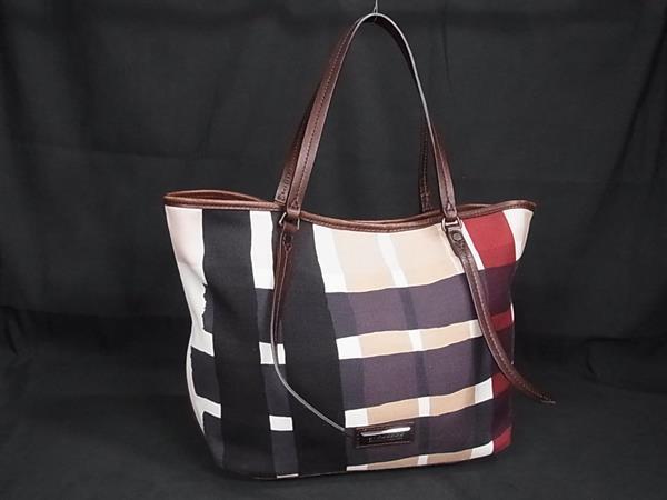 1円 □美品□ BURBERRY バーバリー キャンバス×レザー ショルダー