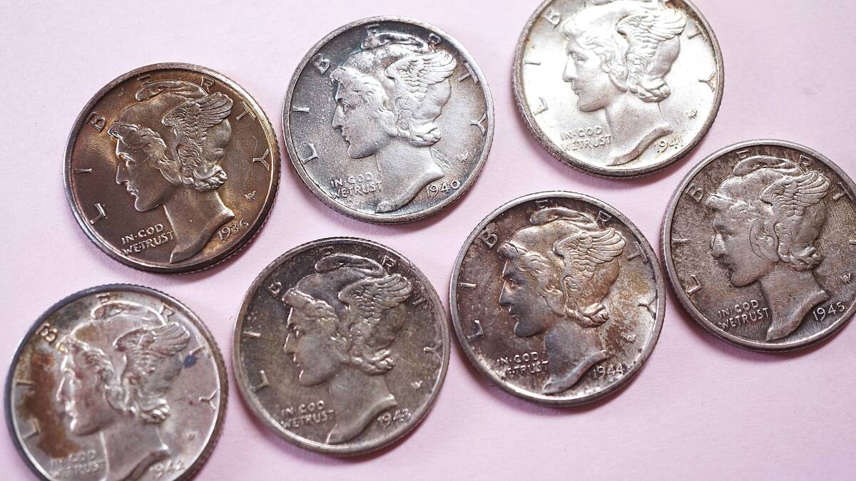 アメリカ合衆国 マーキュリーダイム 10セント銀貨 1936(D)40年(D)41年