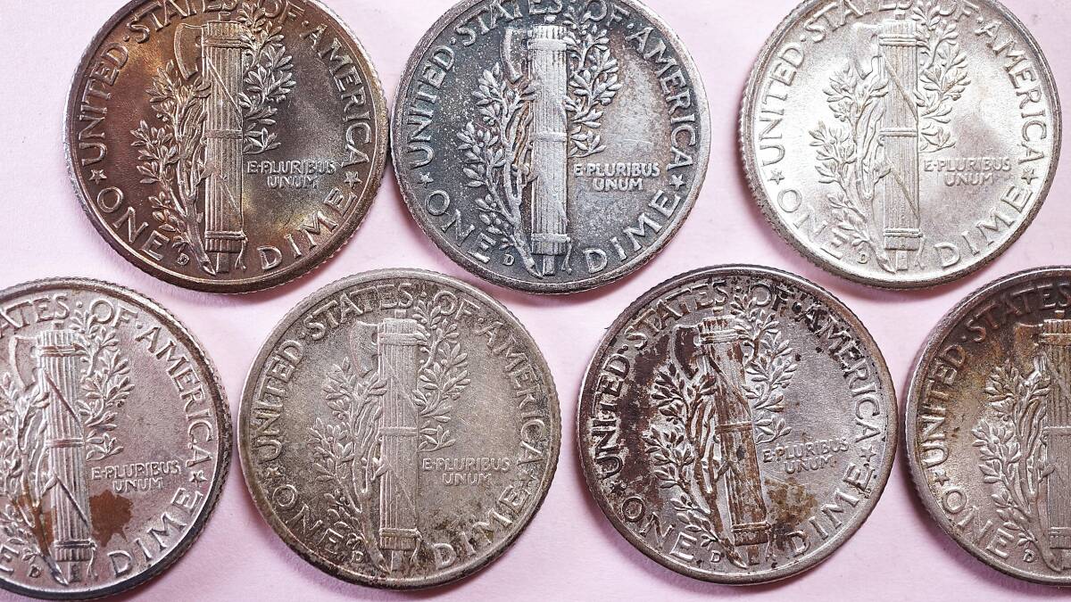 アメリカ合衆国 マーキュリーダイム 10セント銀貨 1936(D)40年(D)41年