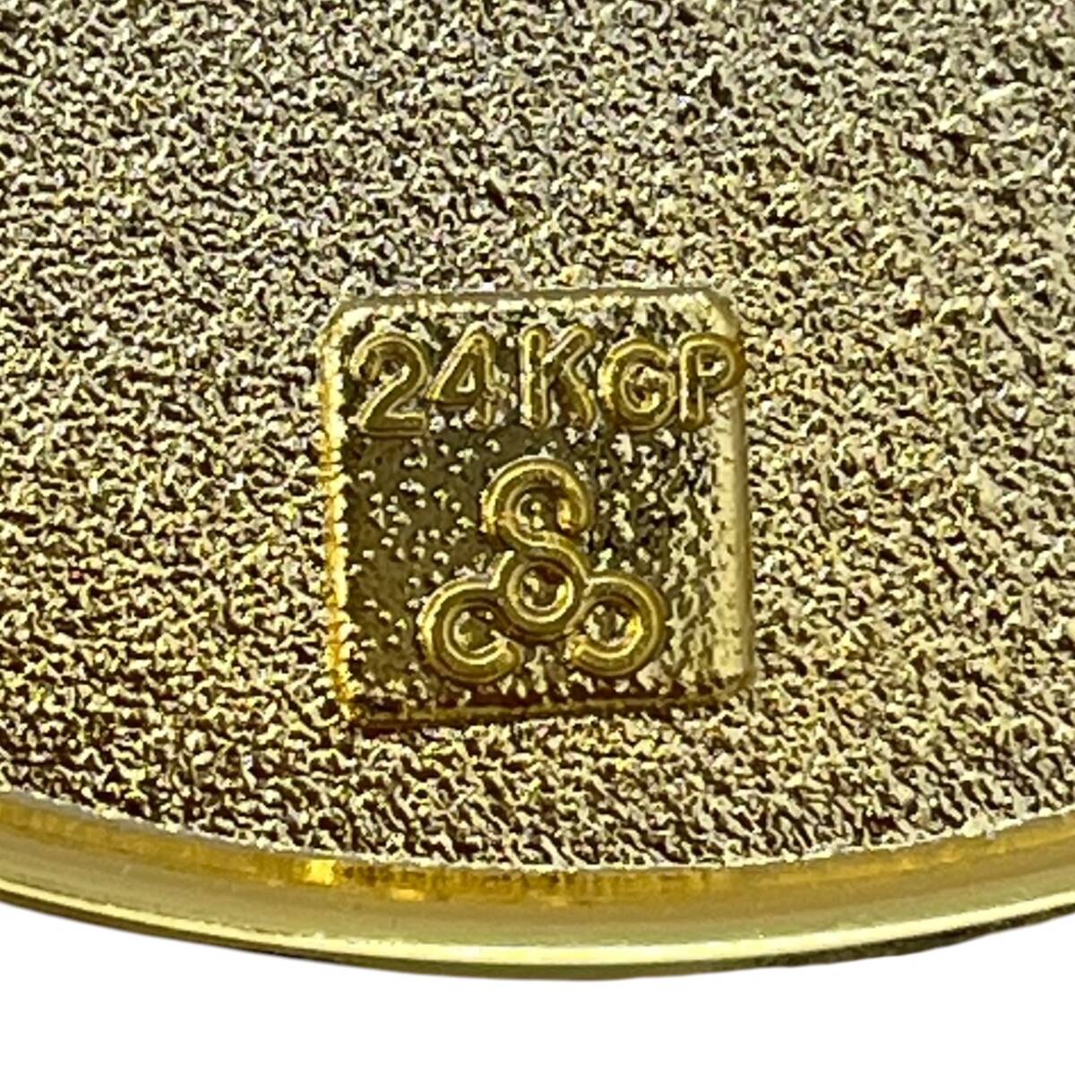 朱肉入れ 菊紋 24KGP ゴールド 金 ケース 桐箱 24金 メッキ 家紋 朱肉
