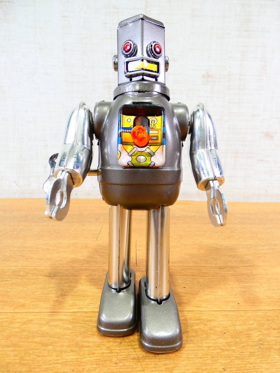 S)◎ブリキ屋 メタルハウス ゼンマイ式ブリキ玩具 六角ロボット