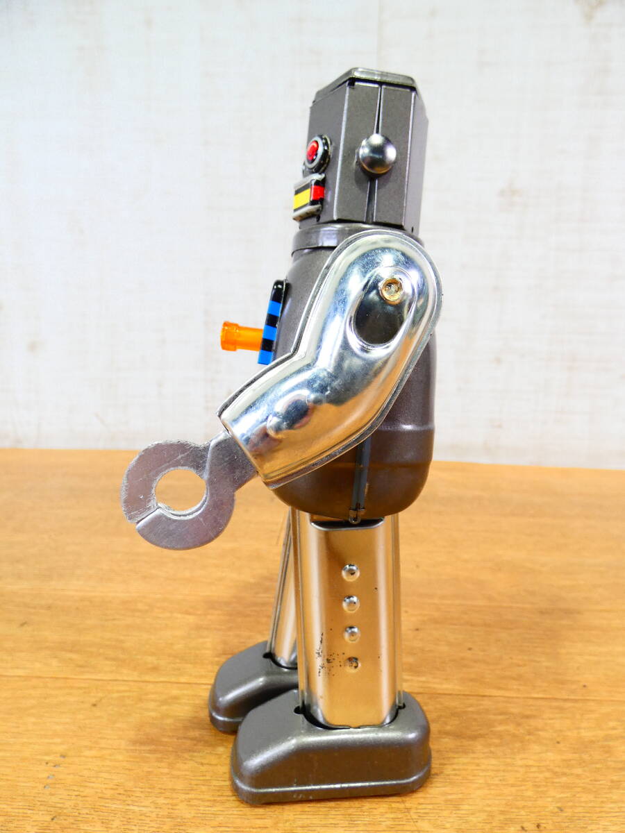 S)◎ブリキ屋 メタルハウス ゼンマイ式ブリキ玩具 六角ロボット