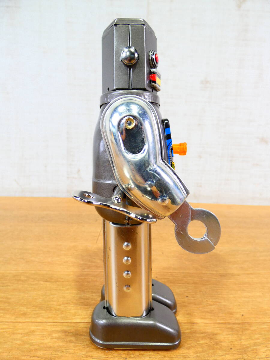 S)◎ブリキ屋 メタルハウス ゼンマイ式ブリキ玩具 六角ロボット