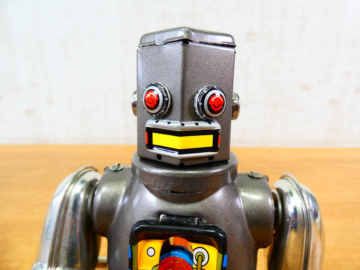 S)◎ブリキ屋 メタルハウス ゼンマイ式ブリキ玩具 六角ロボット
