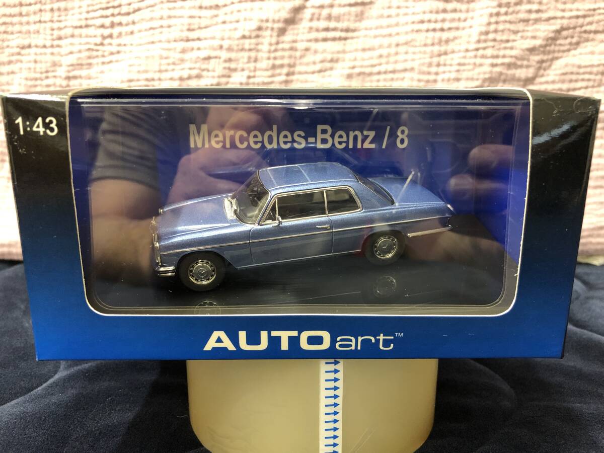 当時物！在庫品・AUTO art・1/43 メルセデスベンツ/8 280C クーペ (青)・未開封品・現品限り！_1