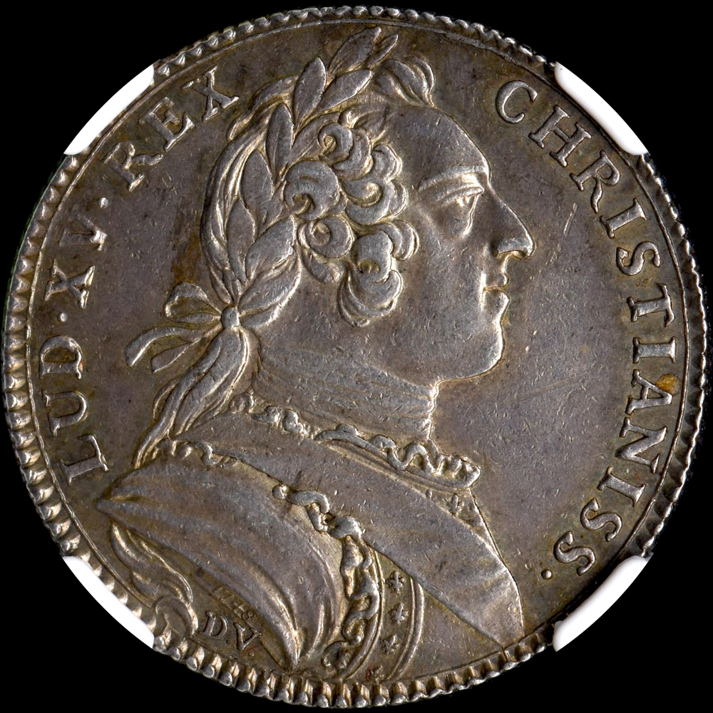 ☆土終 【NGC AU58】1747 フランス ジェトン銀貨 フランス聖職者団 極