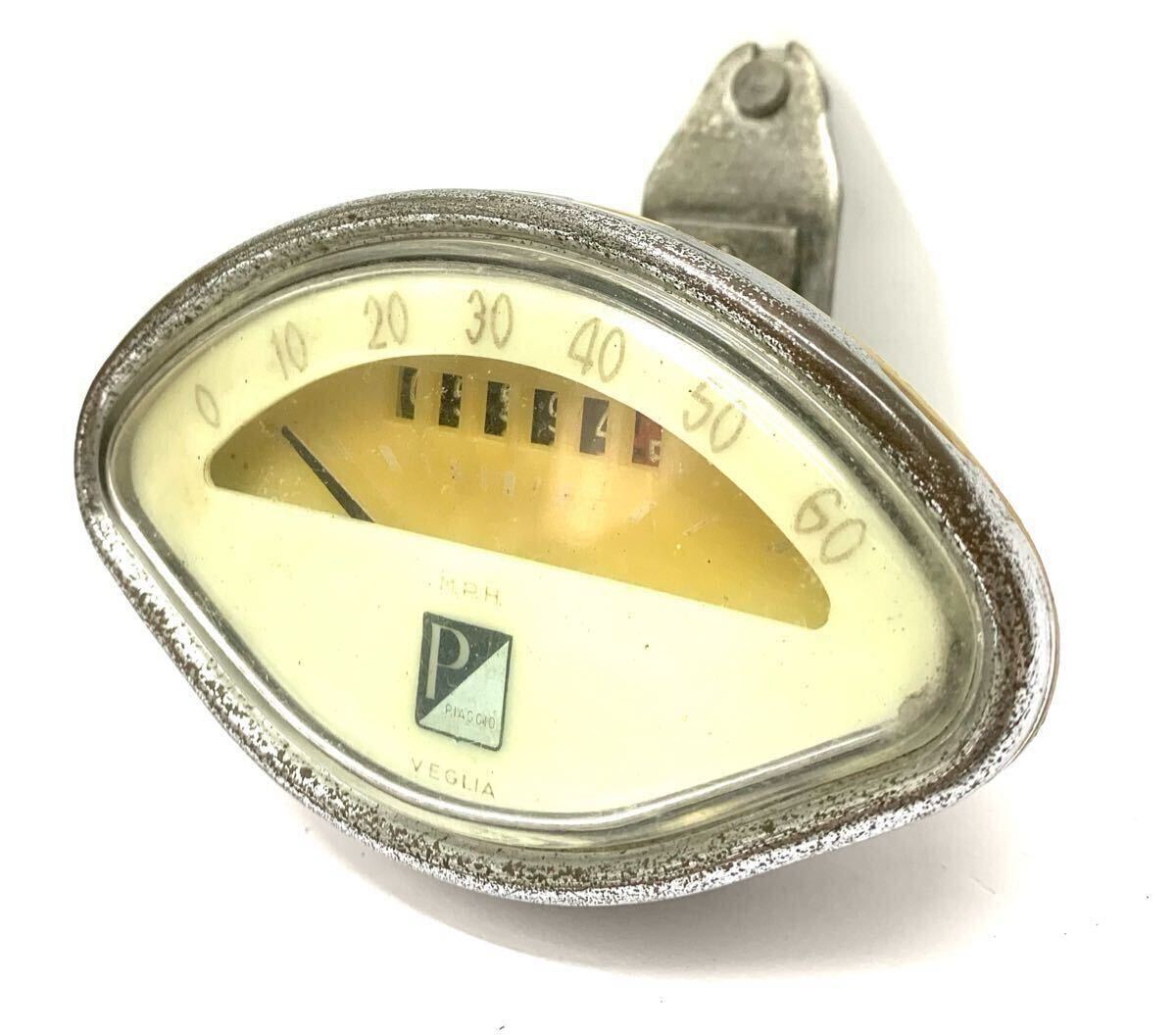 希少!当時物Vespaベスパ/PIAGGIOピアジオVEGLIA製扇形スピードメーター マイル表示? 初期ロゴ 現状売り切り_2