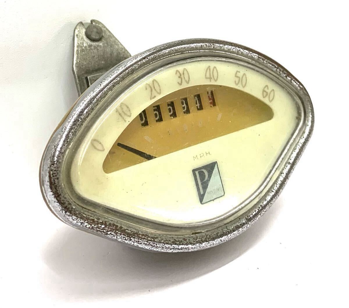 希少!当時物Vespaベスパ/PIAGGIOピアジオVEGLIA製扇形スピードメーター マイル表示? 初期ロゴ 現状売り切り_3