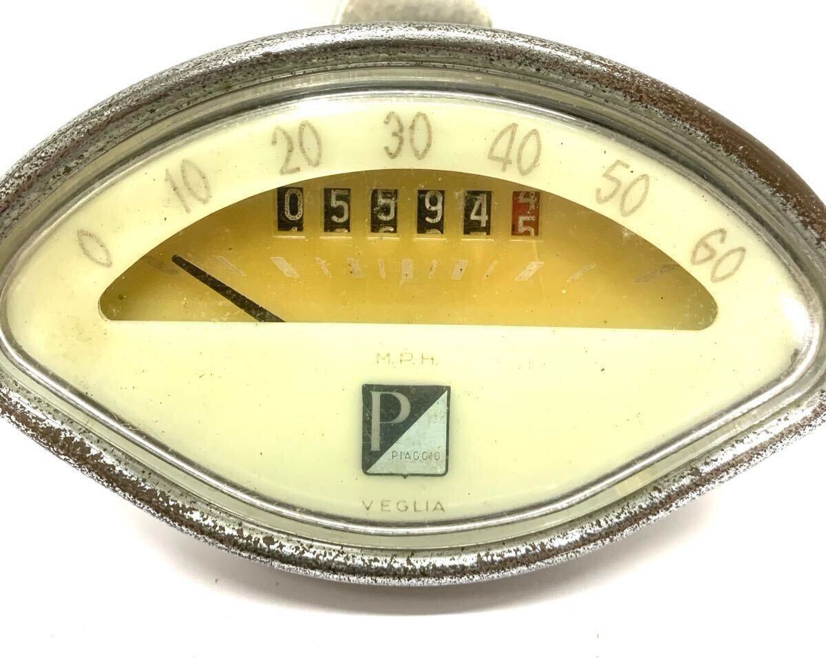 希少!当時物Vespaベスパ/PIAGGIOピアジオVEGLIA製扇形スピードメーター マイル表示? 初期ロゴ 現状売り切り_4