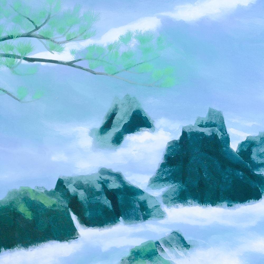 東山魁夷/岩絵具方式複製画『潮聲』/限定1000部 第101番 WISH】東山魁夷「潮聲」工芸画(岩絵の具方式) 約10号 証明シール 〇