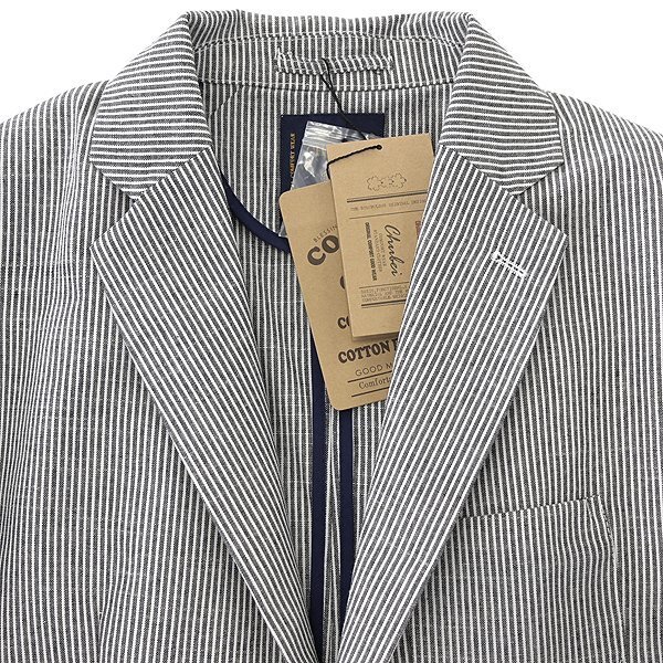 新品 チュウベイ 25SS 洗える コットン オックス ストライプ ジャケット M 黒 白 【CH1451082_79_M】 春夏 CHUBEI オックスフォード メンズ_4