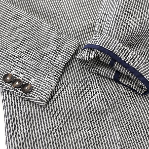 新品 チュウベイ 25SS 洗える コットン オックス ストライプ ジャケット M 黒 白 【CH1451082_79_M】 春夏 CHUBEI オックスフォード メンズ_6