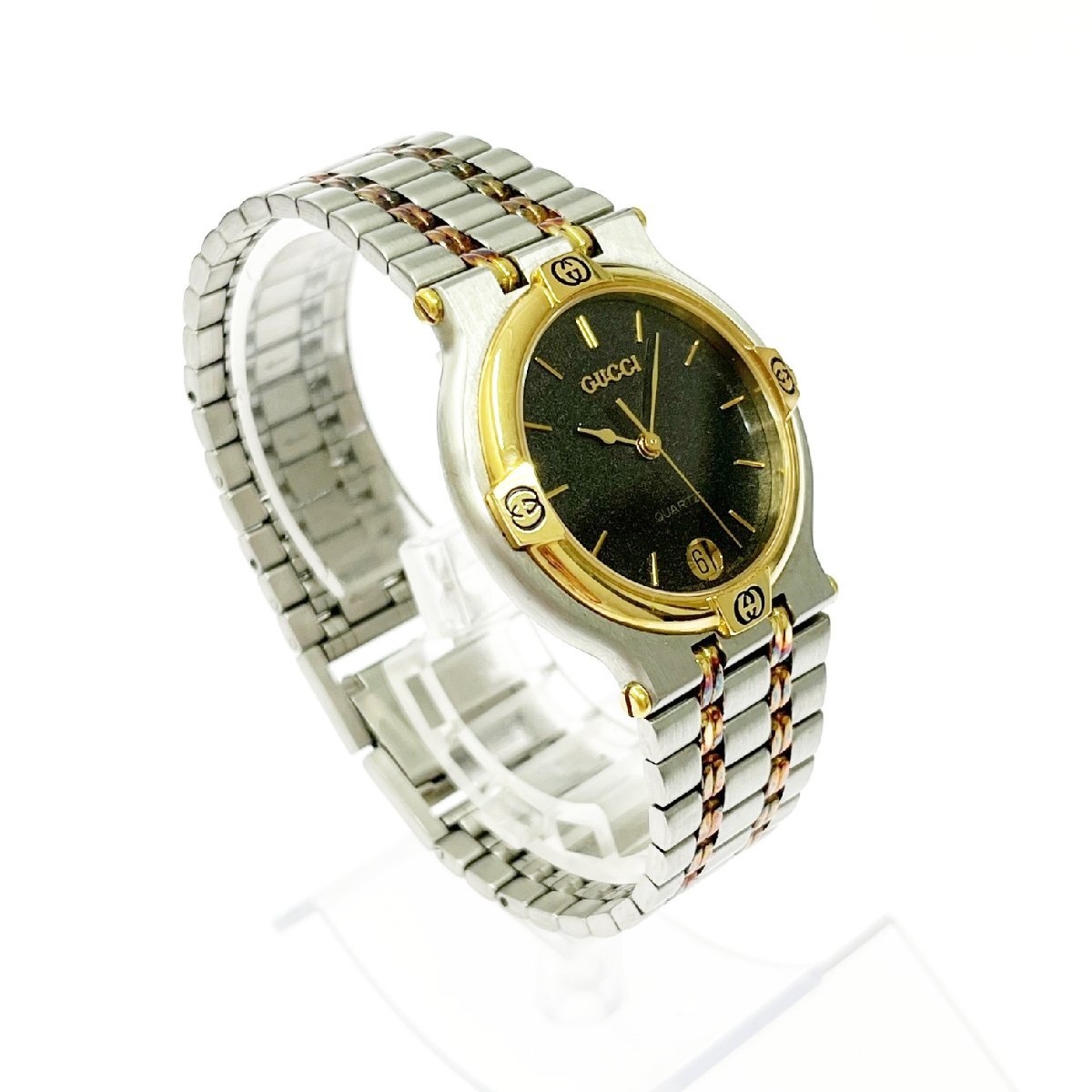 1円スタート】【箱付き・訳あり品】GUCCI グッチ 9000M デイト GP×SS