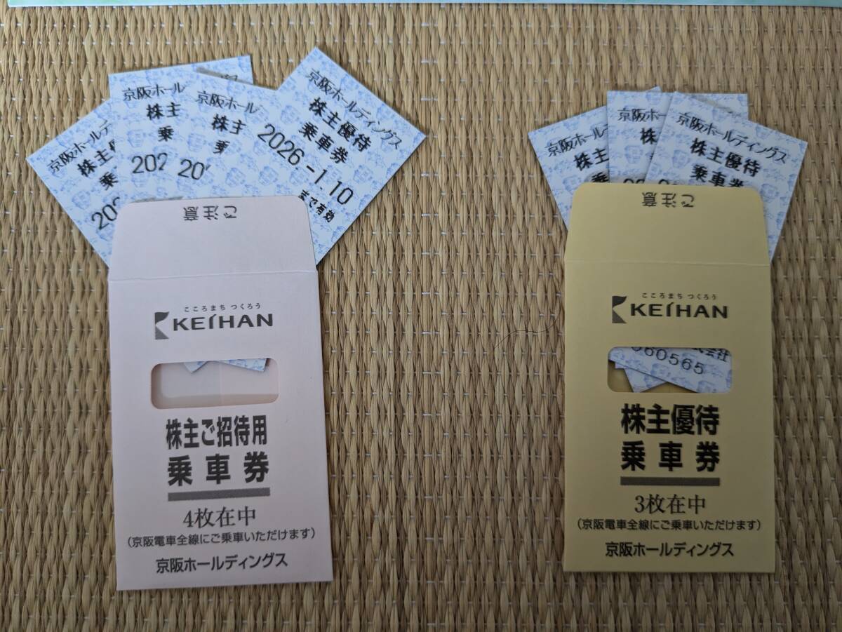 京阪ホールディングス株主優待 京阪電鉄 株主ご招待乗車券４枚　株主優待乗車券３枚　京阪グループ諸施設優待1冊　有効期限2026年1月10日_3