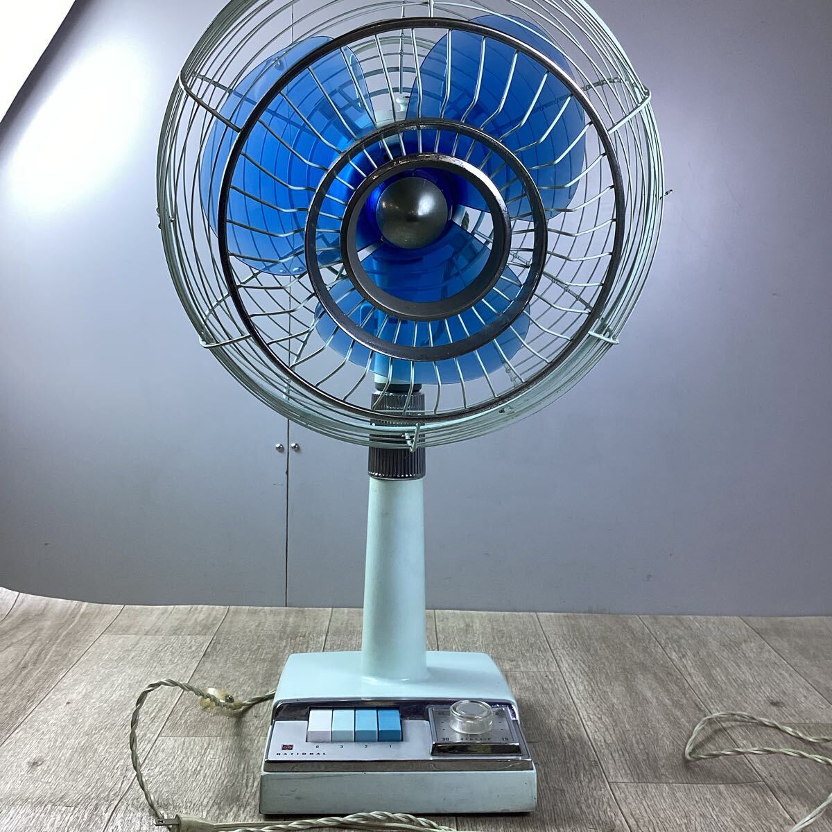 Y6491 National ナショナル 扇風機 30HD 30cm 3枚羽根 青 箱付き 昭和