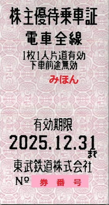 東武鉄道株主優待(乗車証4枚)_1