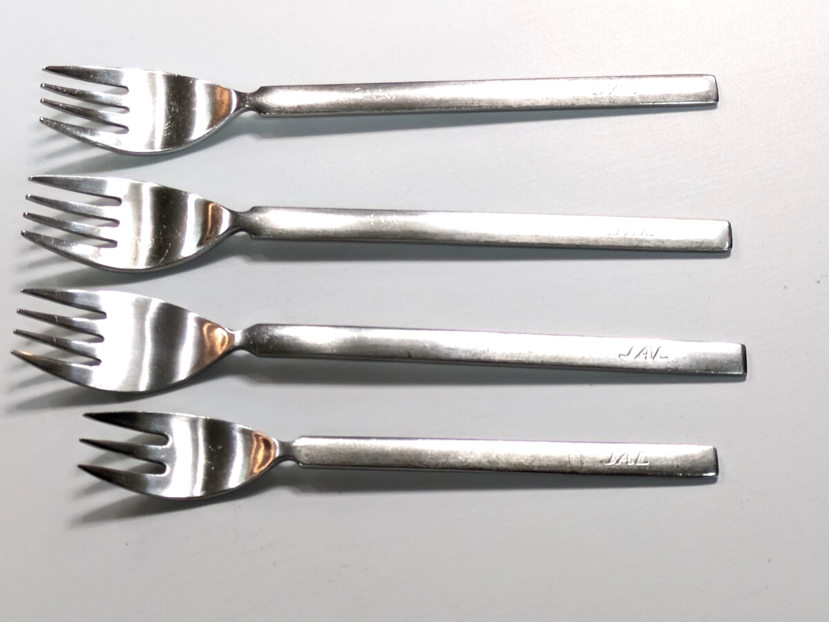 希少 JAL 日本航空　カトラリー　フォーク4本　マーシャン　　ステンレス製_1