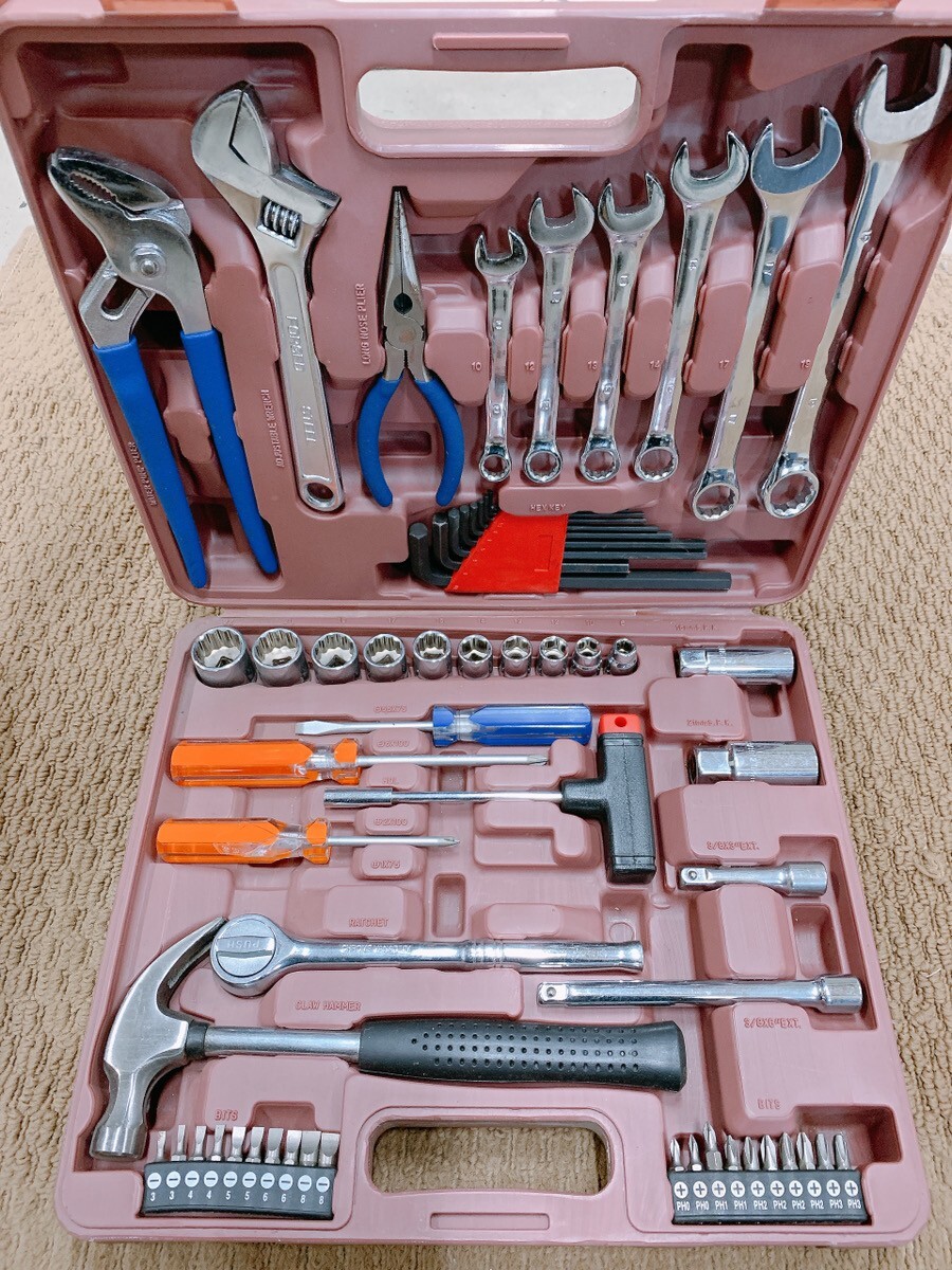 59PCS ホームツールセット 欠品あり 工具セット レンチなど 家庭修理 工具箱 日常ツールキット 自転車 車整備 0905か7 E2 80 ...