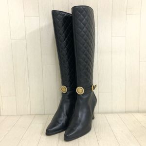 9M4654 良品 GIANNI VERSACE ジャンニ ベルサーチ ロングブーツ キルティング 太陽 ゴー